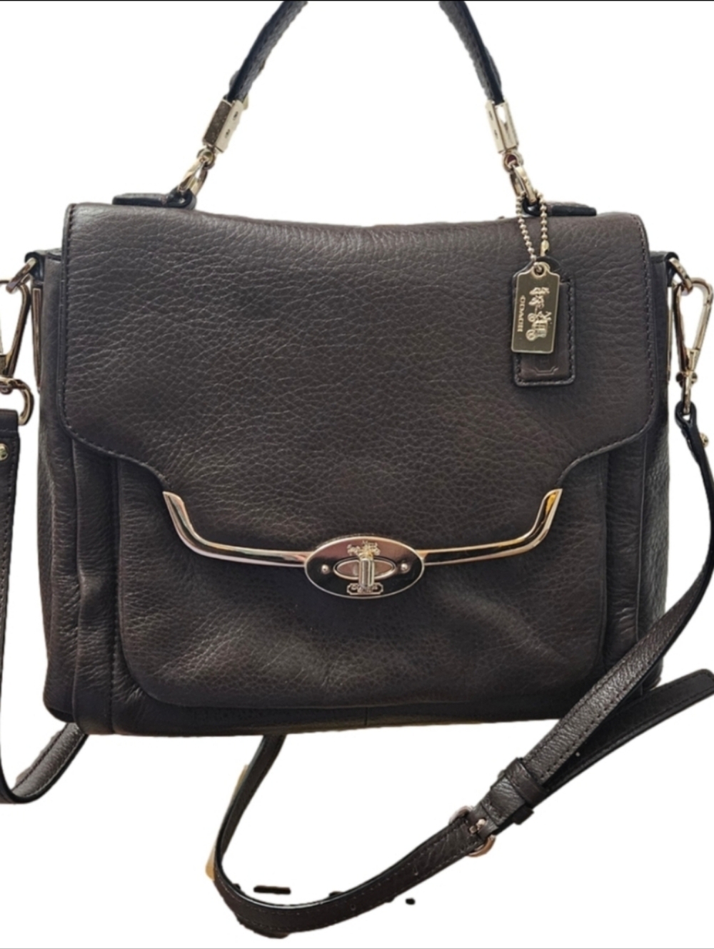 Coach Madison Sadie Flap Espresso Leather Satchel - Picture 8 of 8
